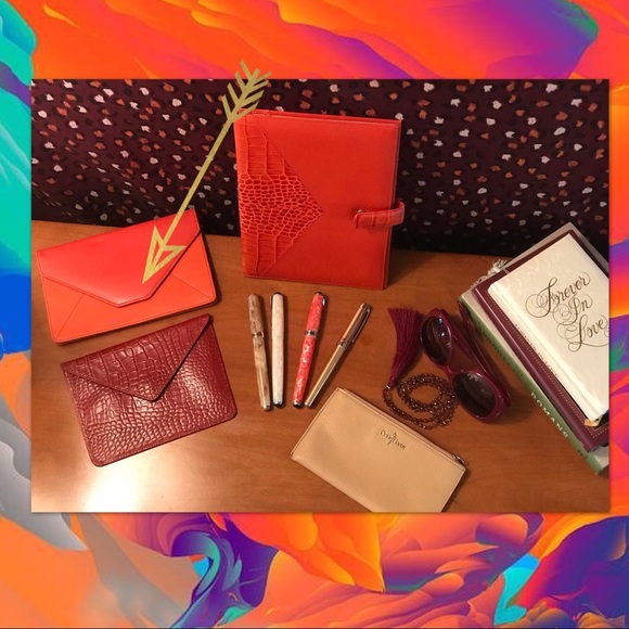 CR Gibson Leather Envelope CLUTCH dark orange - Picture 2 of 6